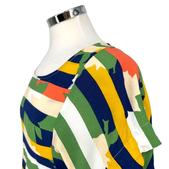Maeve Anthropologie Milla Striped Multicolor Short Sleeve Blouse Size Small - Picture 6 of 13